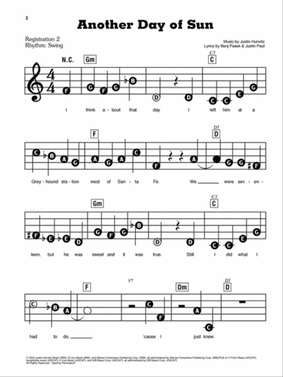 La La Land Electronic Keyboard scores gallery preview page 2
