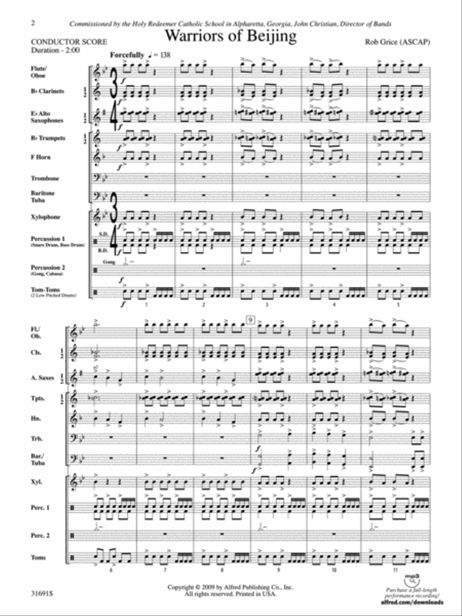 Warriors of Beijing Concert Band scores gallery preview page 2