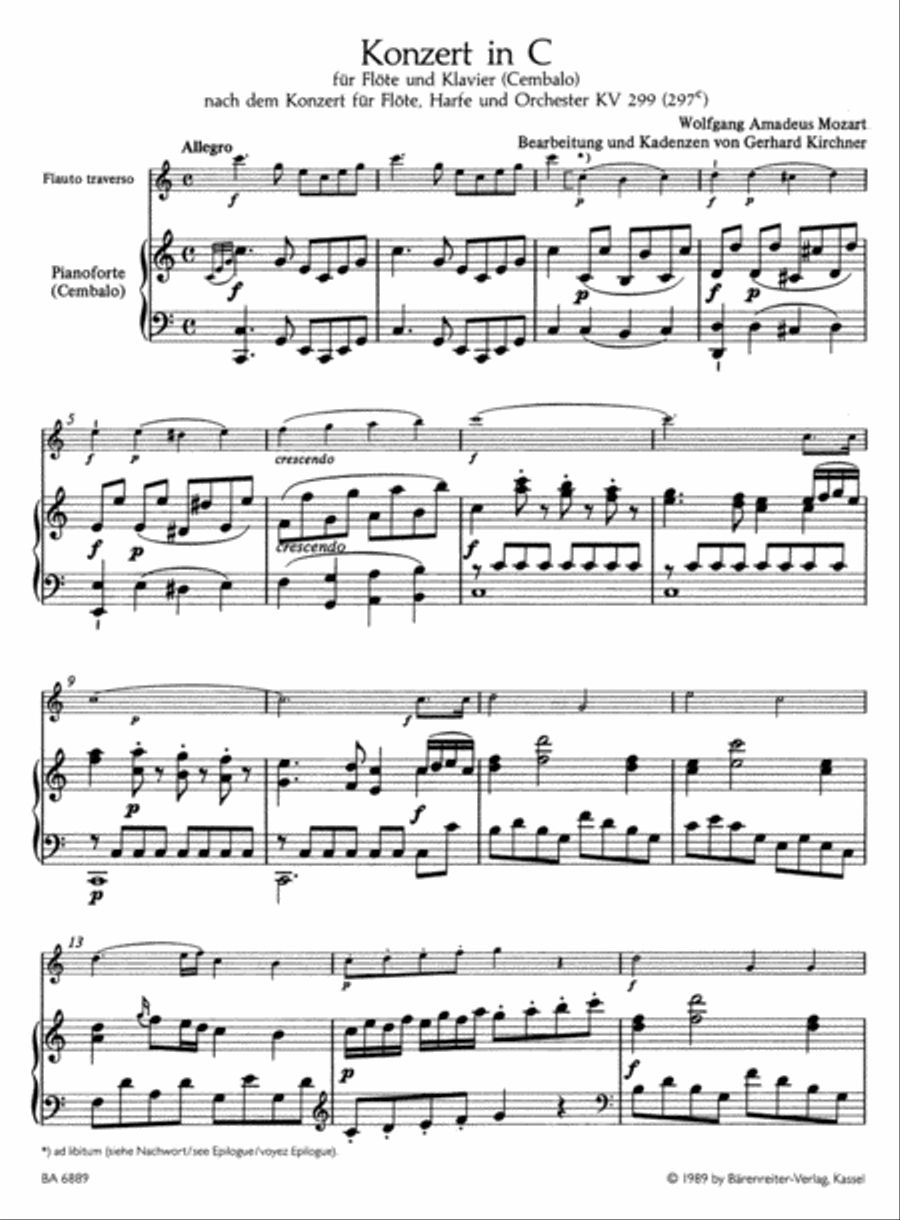 Concerto for Flute and Piano (Harpsichord) C major Flute Solo scores gallery preview page 2