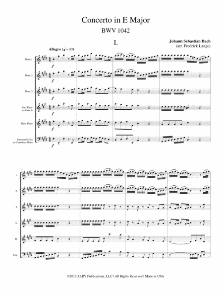 Concerto in E Major, BWV 1042 for Flute Choir image number null