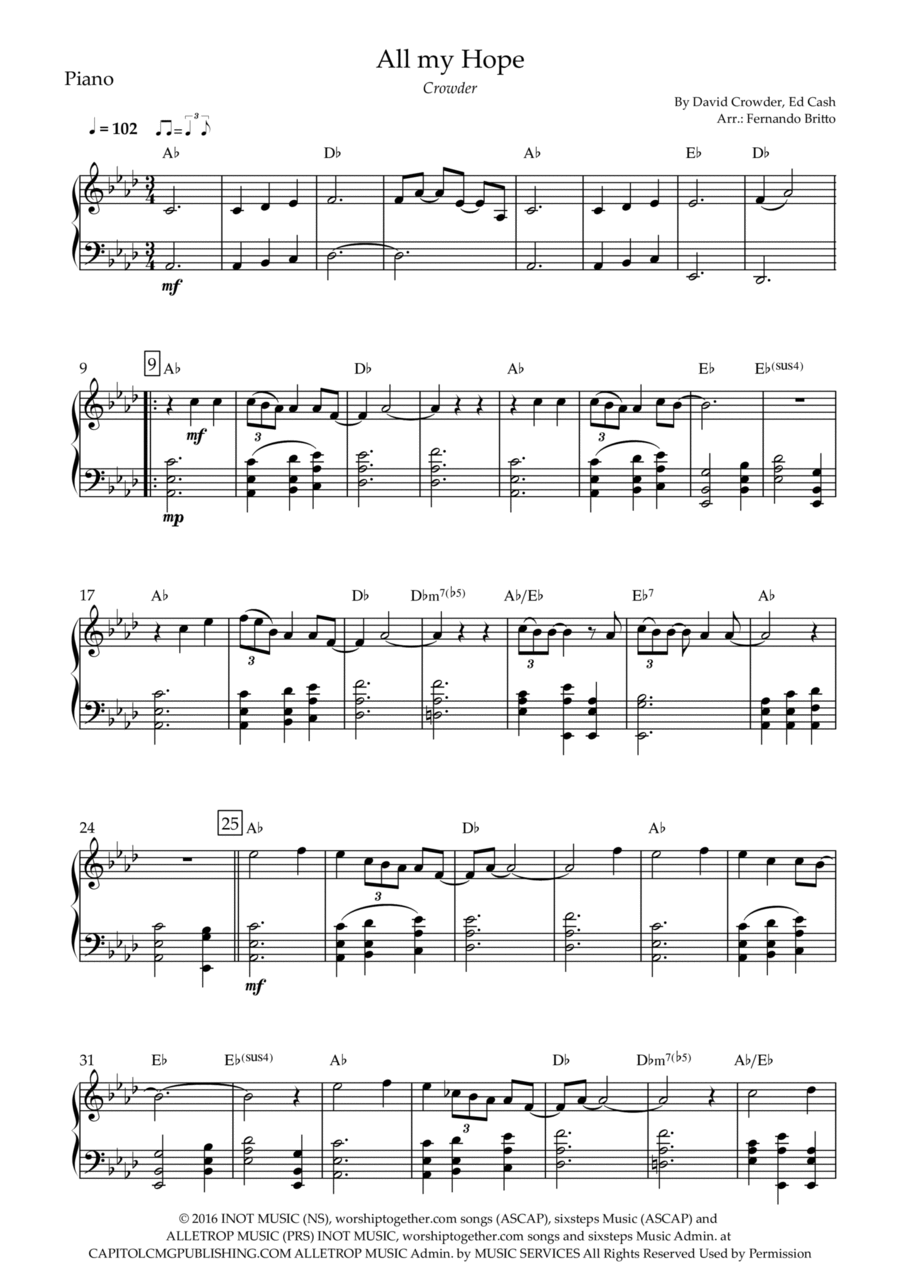 All My Hope Piano Solo scores gallery preview page 1