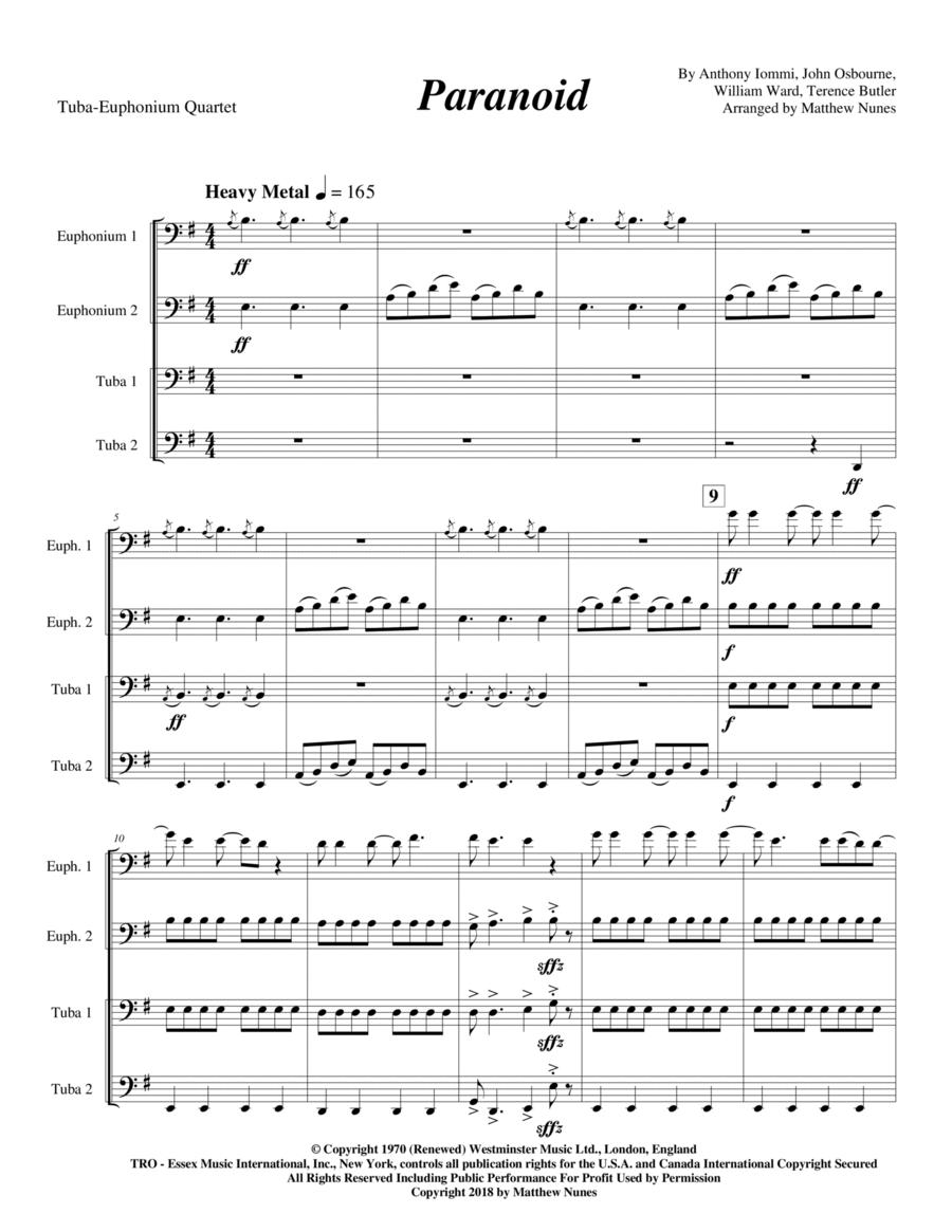 Paranoid Chamber Music scores gallery preview page 1