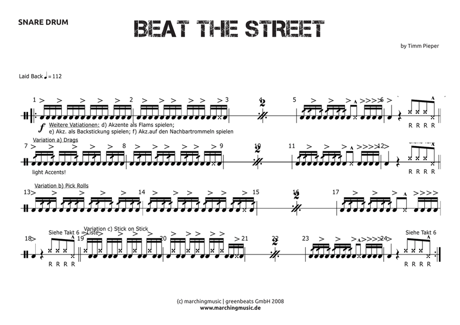 BEAT THE STREET (Cadence / Exercise / Warm Up) Marching Band scores gallery preview page 5