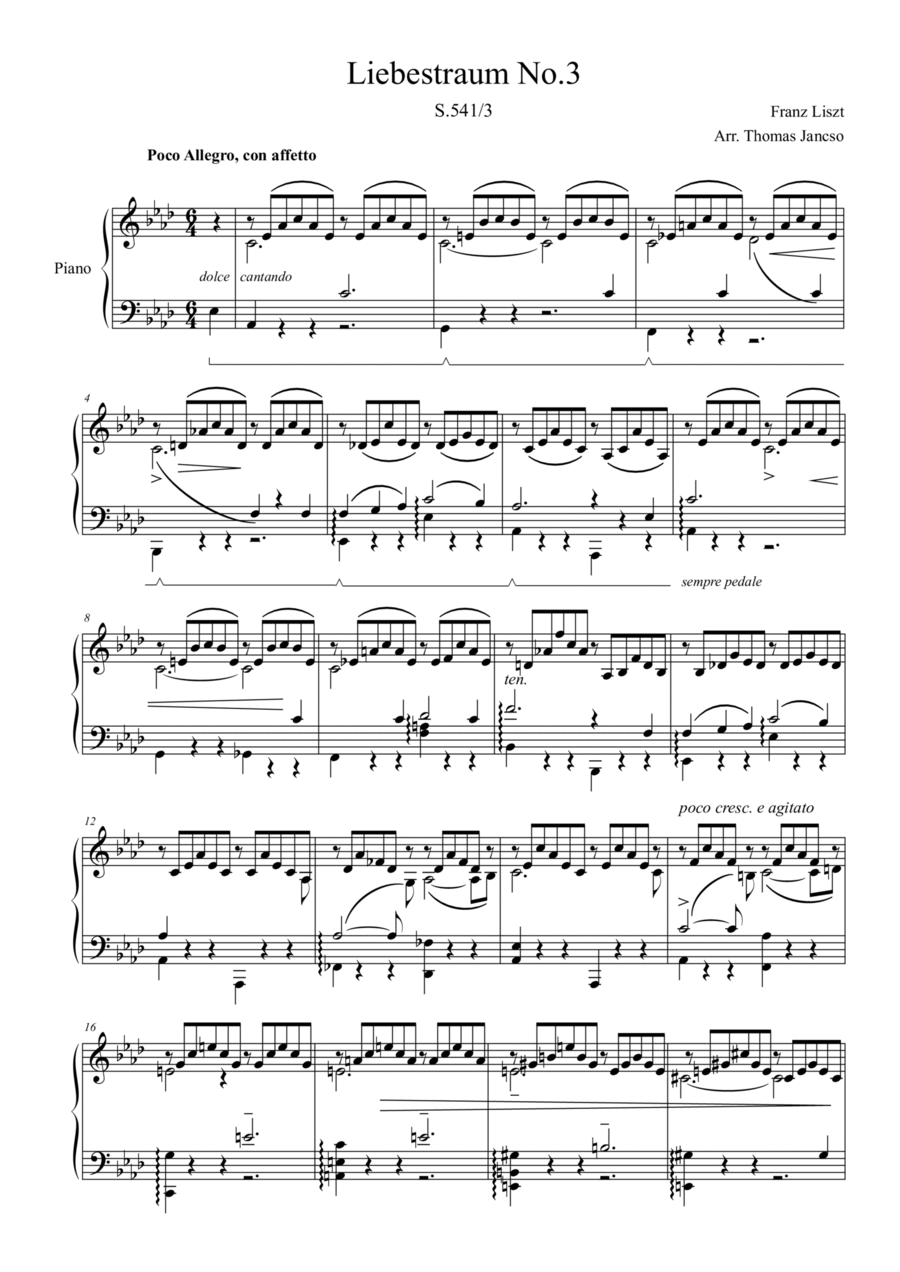 Liebestraum No.3 (Love Dream) Piano Solo scores gallery preview page 1