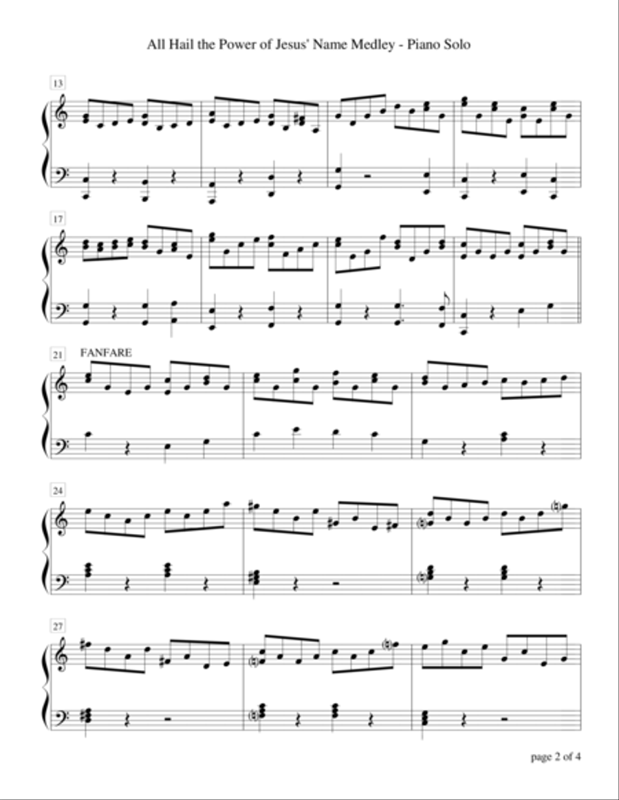 All Hail the Power of Jesus' Name Medley Piano Solo scores gallery preview page 2