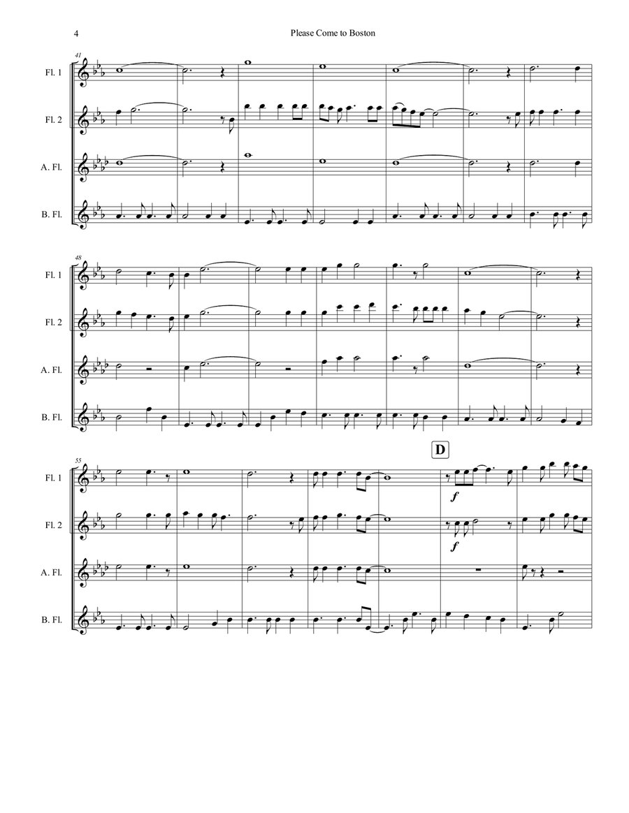 Please Come To Boston Please Come To Boston Flute Choir scores gallery preview page 5