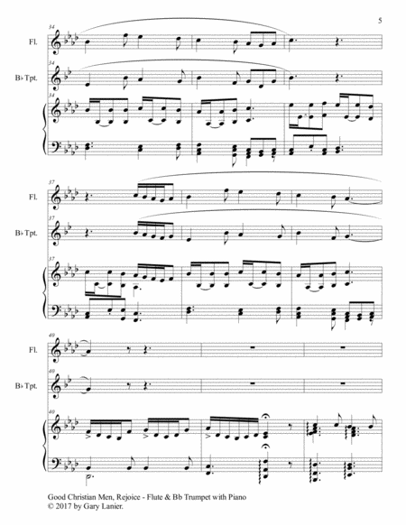 GOOD CHRISTIAN MEN, REJOICE (Flute, Bb Trumpet with Piano & Score/Part) image number null
