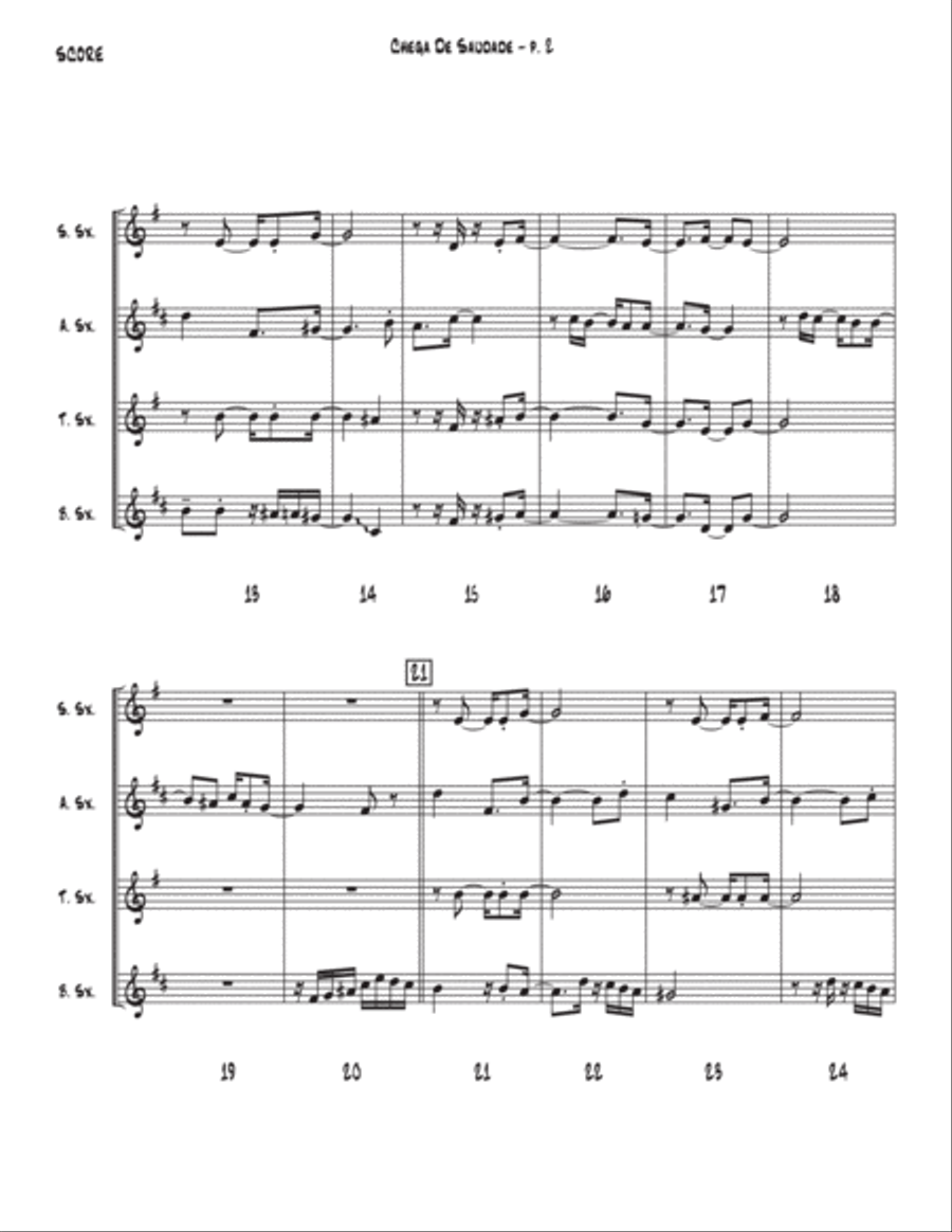 Chega De Saudade (no More Blues) Chega De Saudade (no More Blues) Saxophone Quartet scores gallery preview page 2