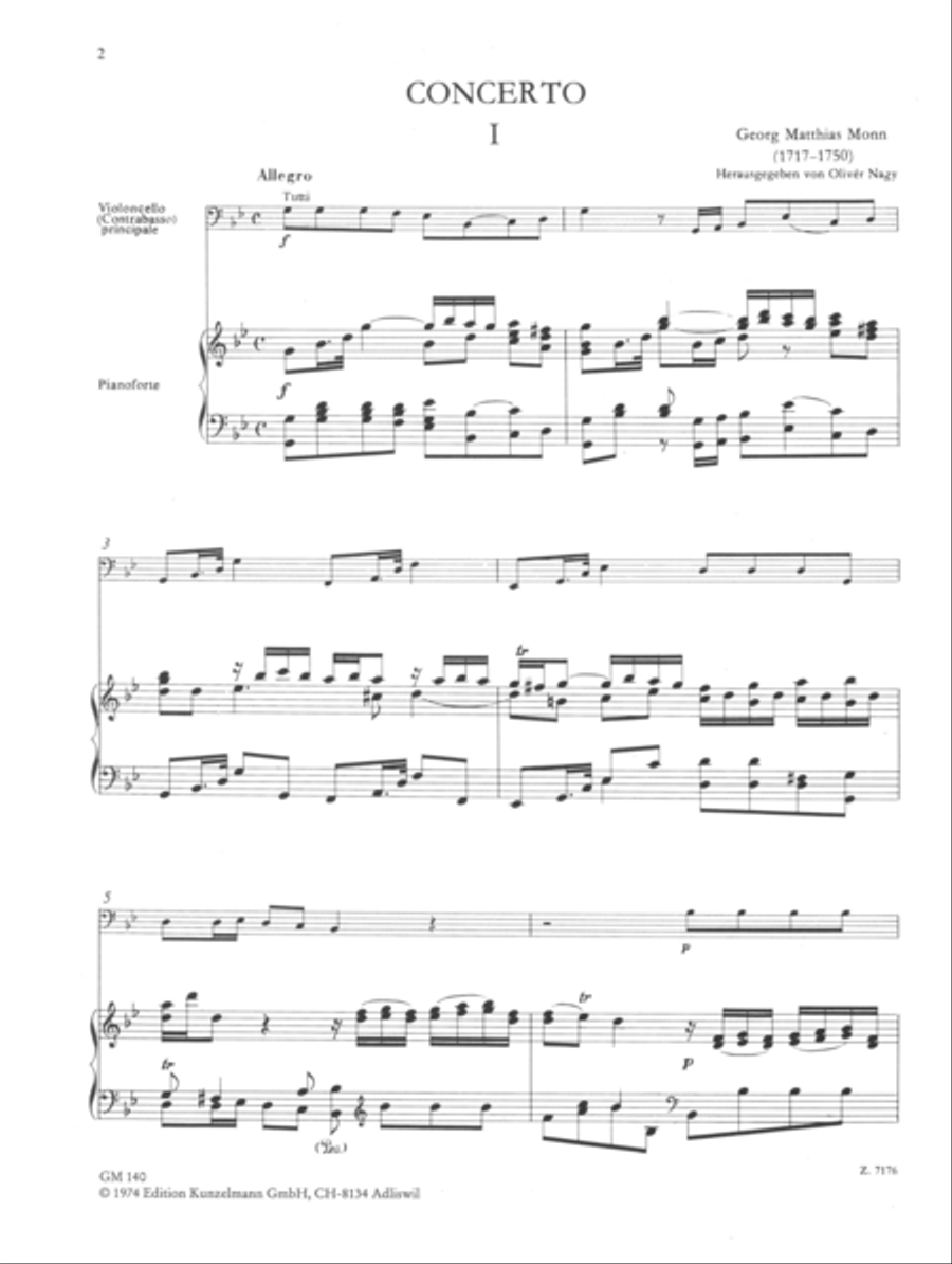Konzert fur Violoncello oder Kontrabass (Concerto for Cello or Bass) in G Minor Double Bass scores gallery preview page 2