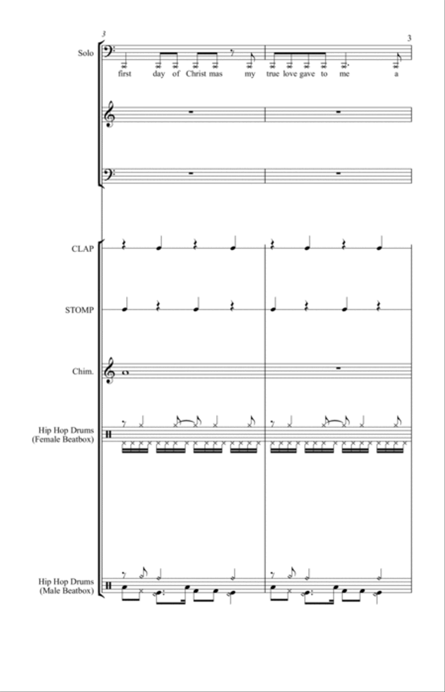 12 Days of Christmas Hip-Hop Rap 4-Part scores gallery preview page 3