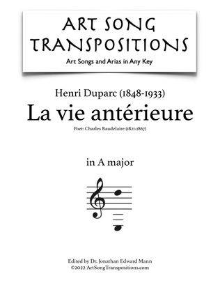 DUPARC: La vie antérieure (transposed to A major)