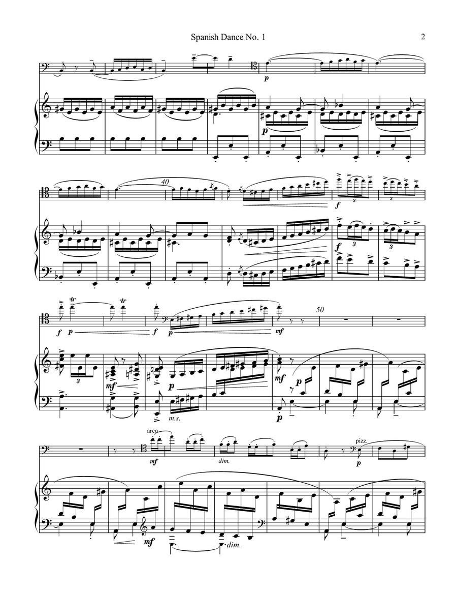 Spanish Dance No. 1, Danza from La vida breve for cello and piano Piano scores gallery preview page 3