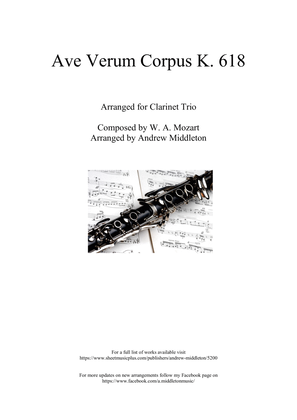 Book cover for Ave Verum Corpus K. 618 arranged for Clarinet Trio