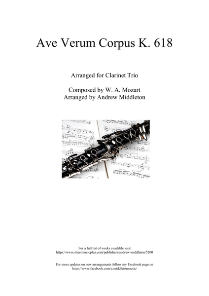 Ave Verum Corpus K. 618 arranged for Clarinet Trio image number null