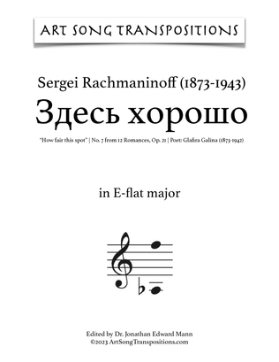 Book cover for RACHMANINOFF: Здесь хорошо, Op. 21 no. 7 (transposed to E-flat major, "How fair this spot")