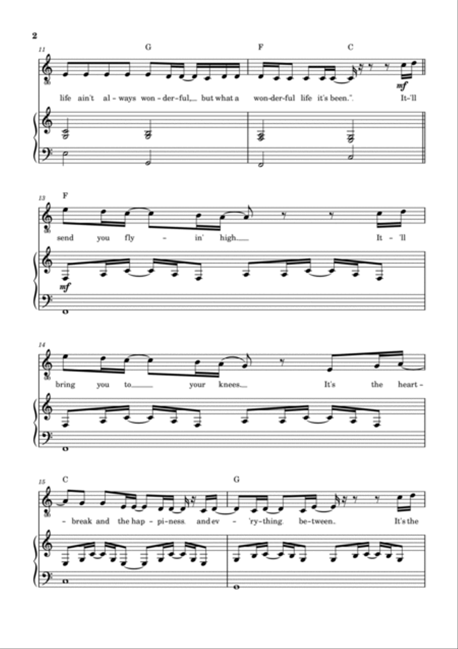 Wonderful Life Piano, Vocal, Guitar scores gallery preview page 3