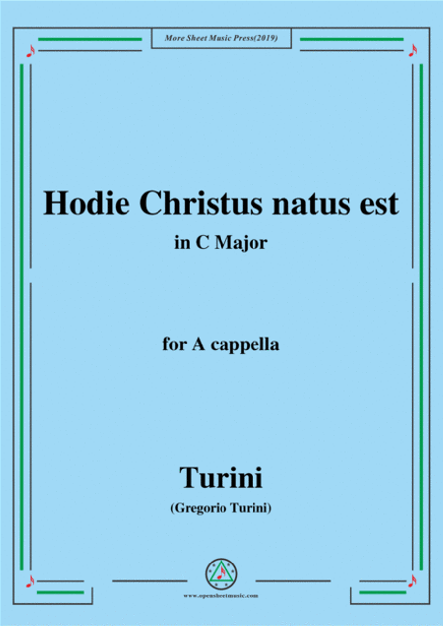 Turini-Hodie Christus natus est,in C Major,for A cappella 4-Part scores gallery preview page 1