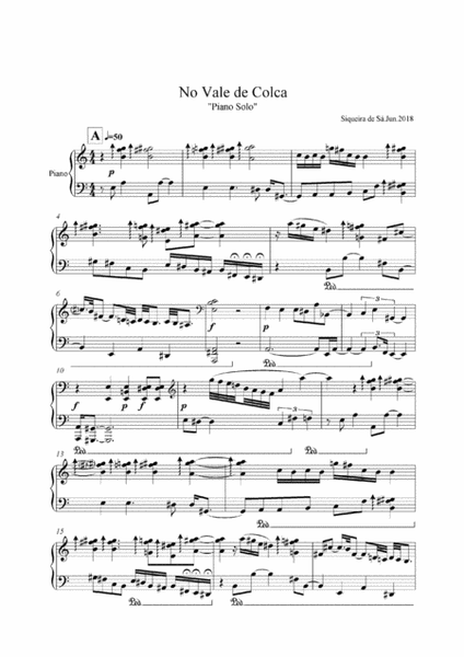 No Vale de Colca. Piano solo, of contemporany music Piano Solo - Digital Sheet Music