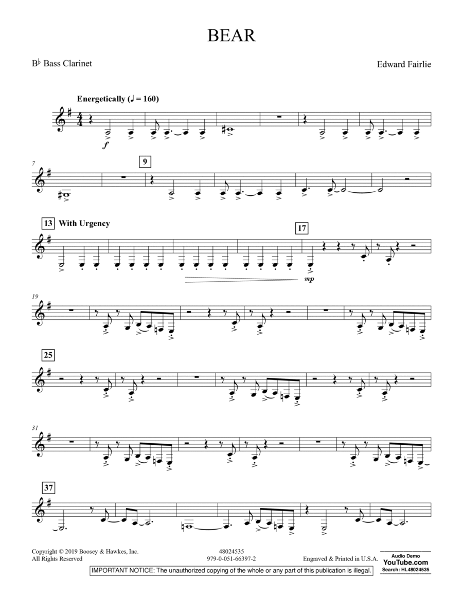Bear - Bb Bass Clarinet Bear - Bb Bass Clarinet Bass Clarinet scores gallery preview page 1