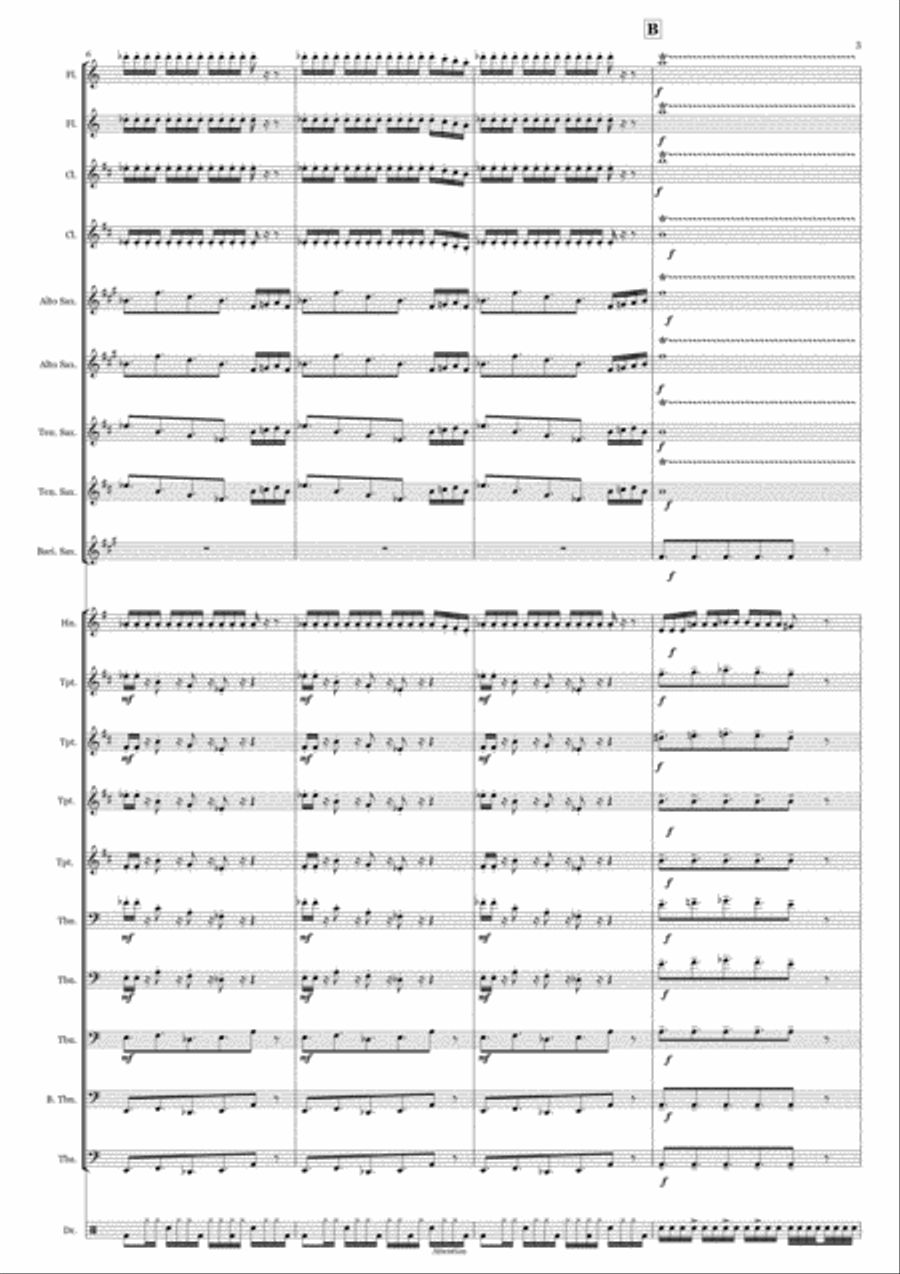 Attention. Agressive energetic music for big band Concert Band scores gallery preview page 3