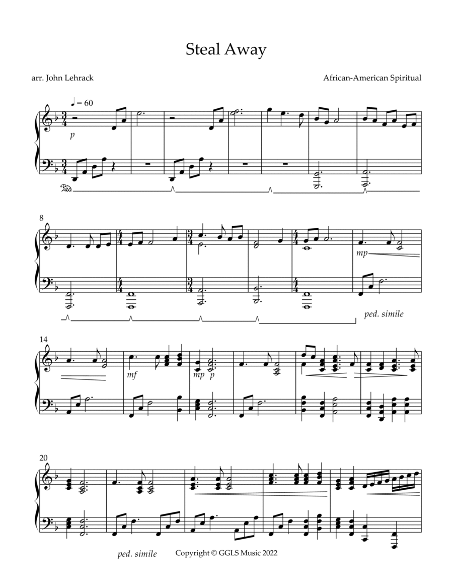 Steal Away Steal Away Piano Solo scores gallery preview page 1