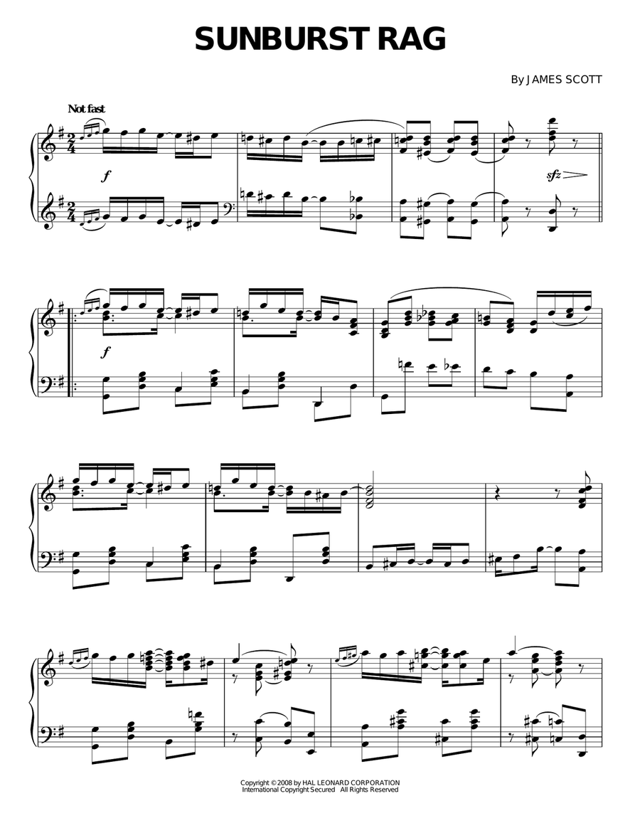 Sunburst Rag Piano Solo scores gallery preview page 1