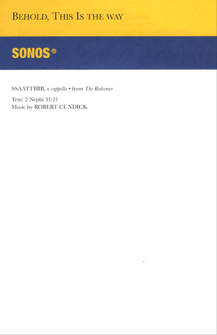 Behold This is the Way - SSAATTBBB a cappella SSAATTBB scores gallery preview page 1