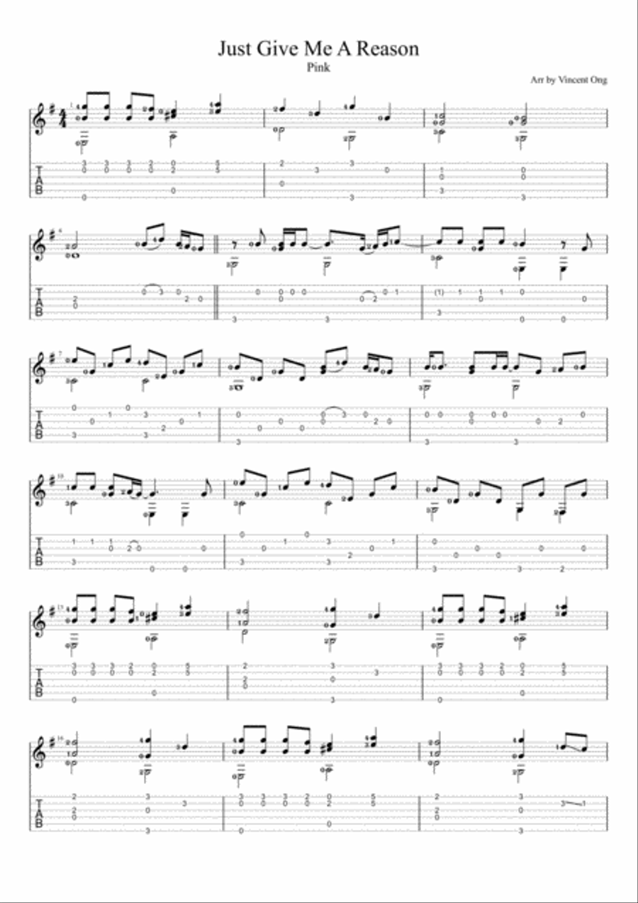 Just Give Me A Reason Electric Guitar scores gallery preview page 1
