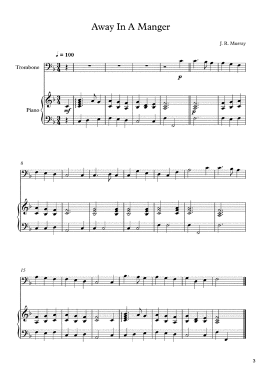 10 Christmas Songs For Trombone & Piano Piano Accompaniment scores gallery preview page 4
