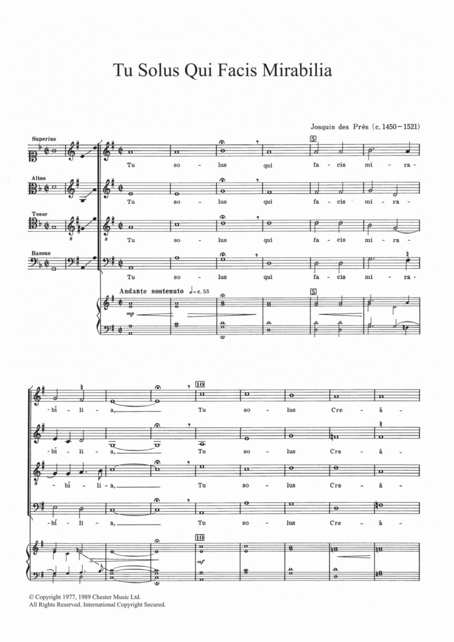 Tu Solis Qui Facis Mirabilia 4-Part scores gallery preview page 1