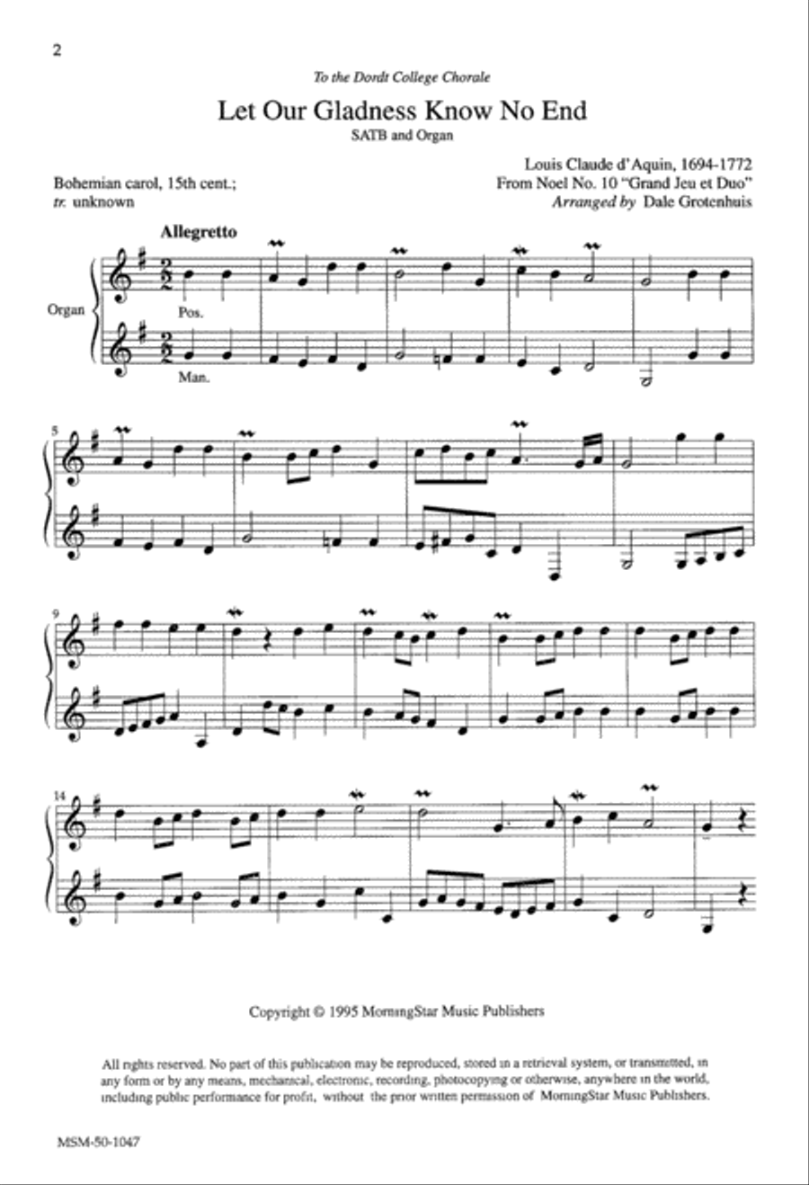 Let Our Gladness Know No End 4-Part scores gallery preview page 1