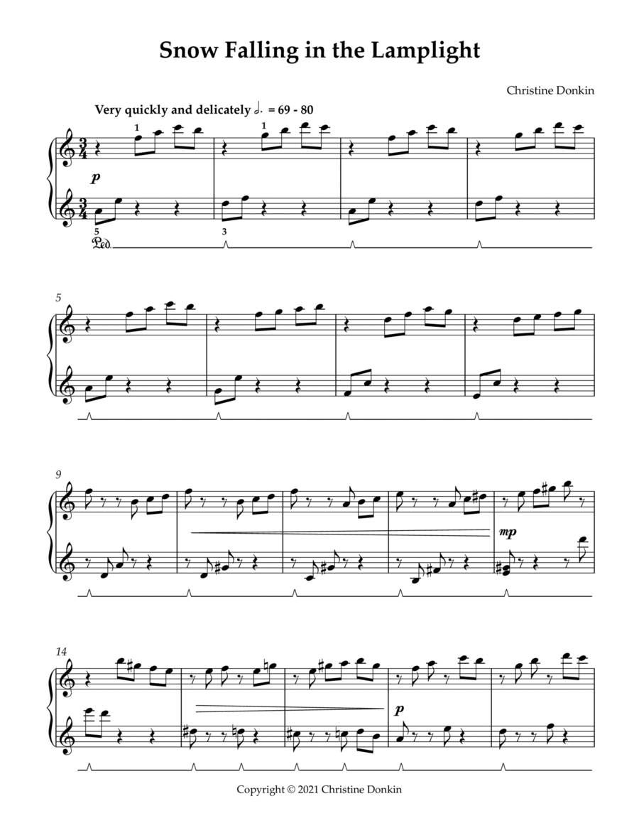 Snow falling in the lamplight Piano Solo scores gallery preview page 1