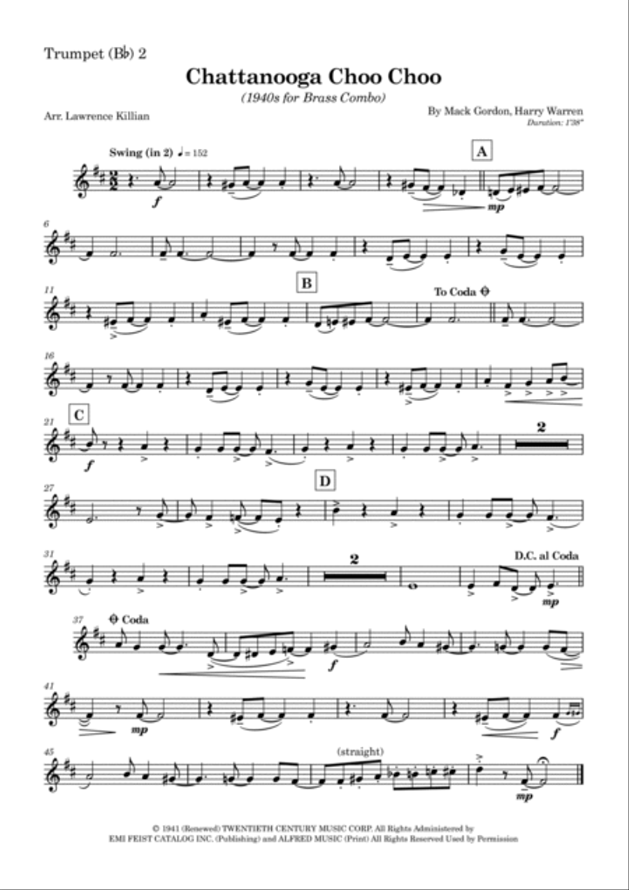 Chattanooga Choo Choo Chattanooga Choo Choo Brass Quintet scores gallery preview page 5