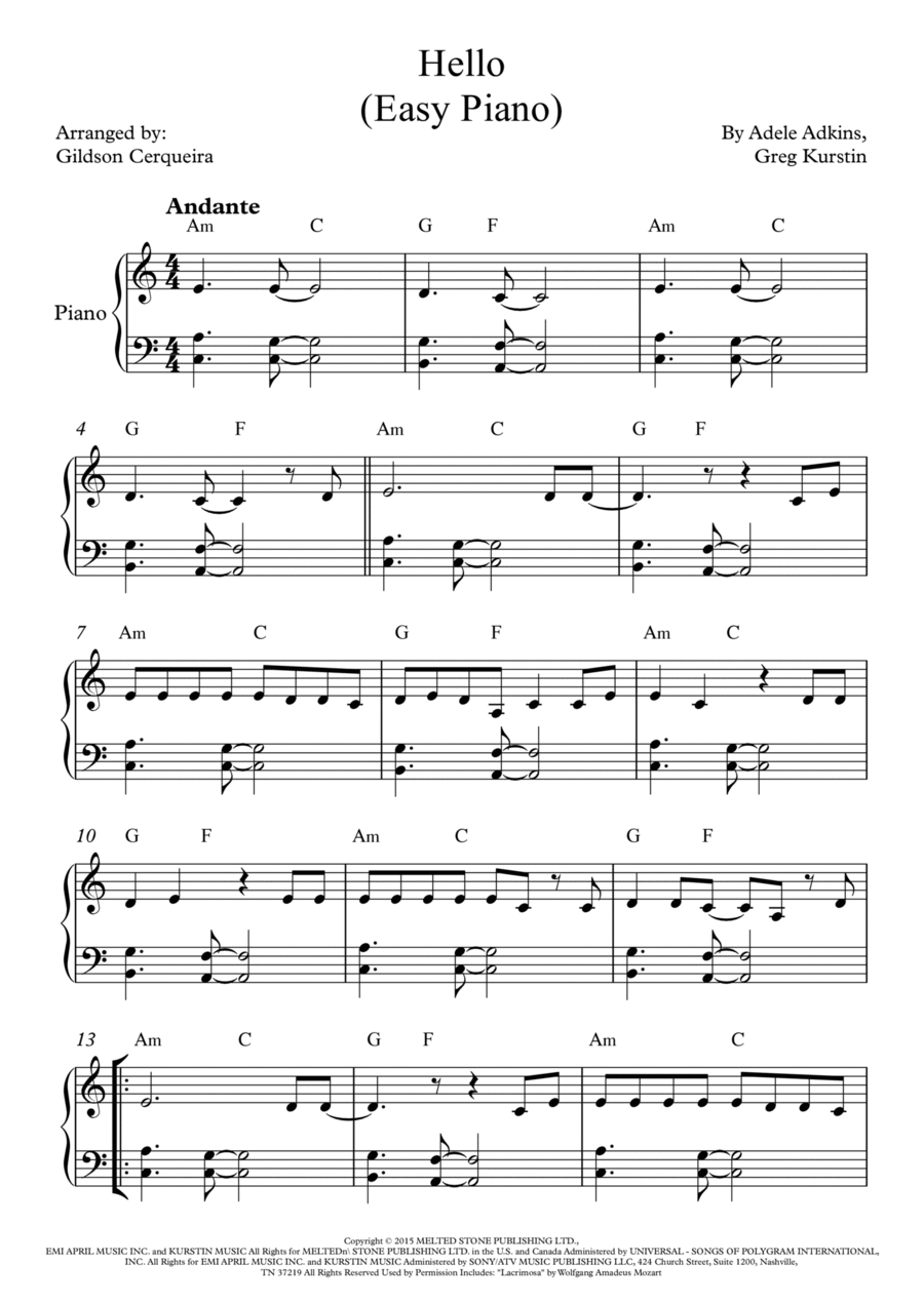 Hello Piano Solo scores gallery preview page 1