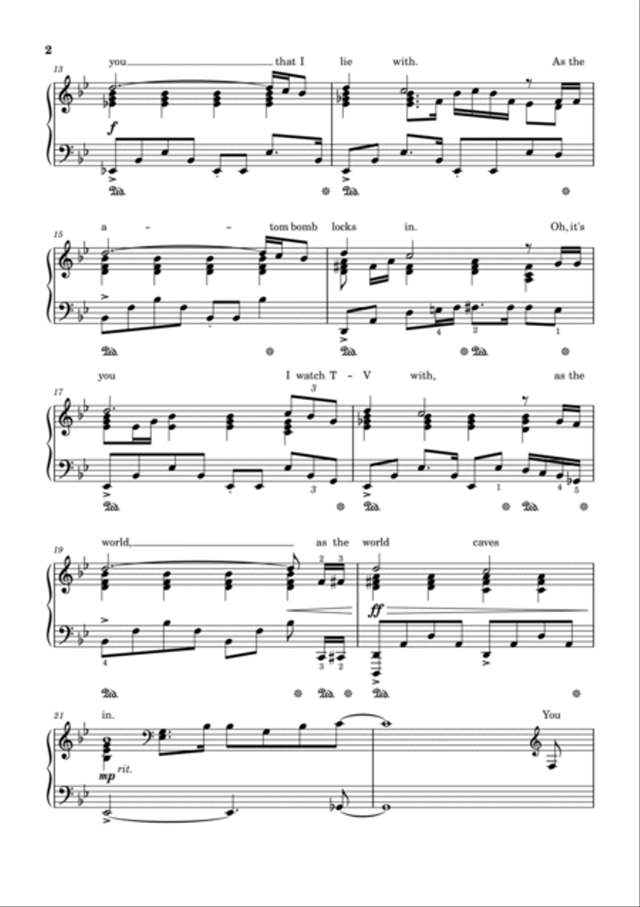 As The World Caves In Piano Solo scores gallery preview page 2