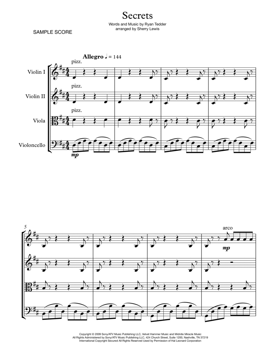 Secrets String Quartet scores gallery preview page 1