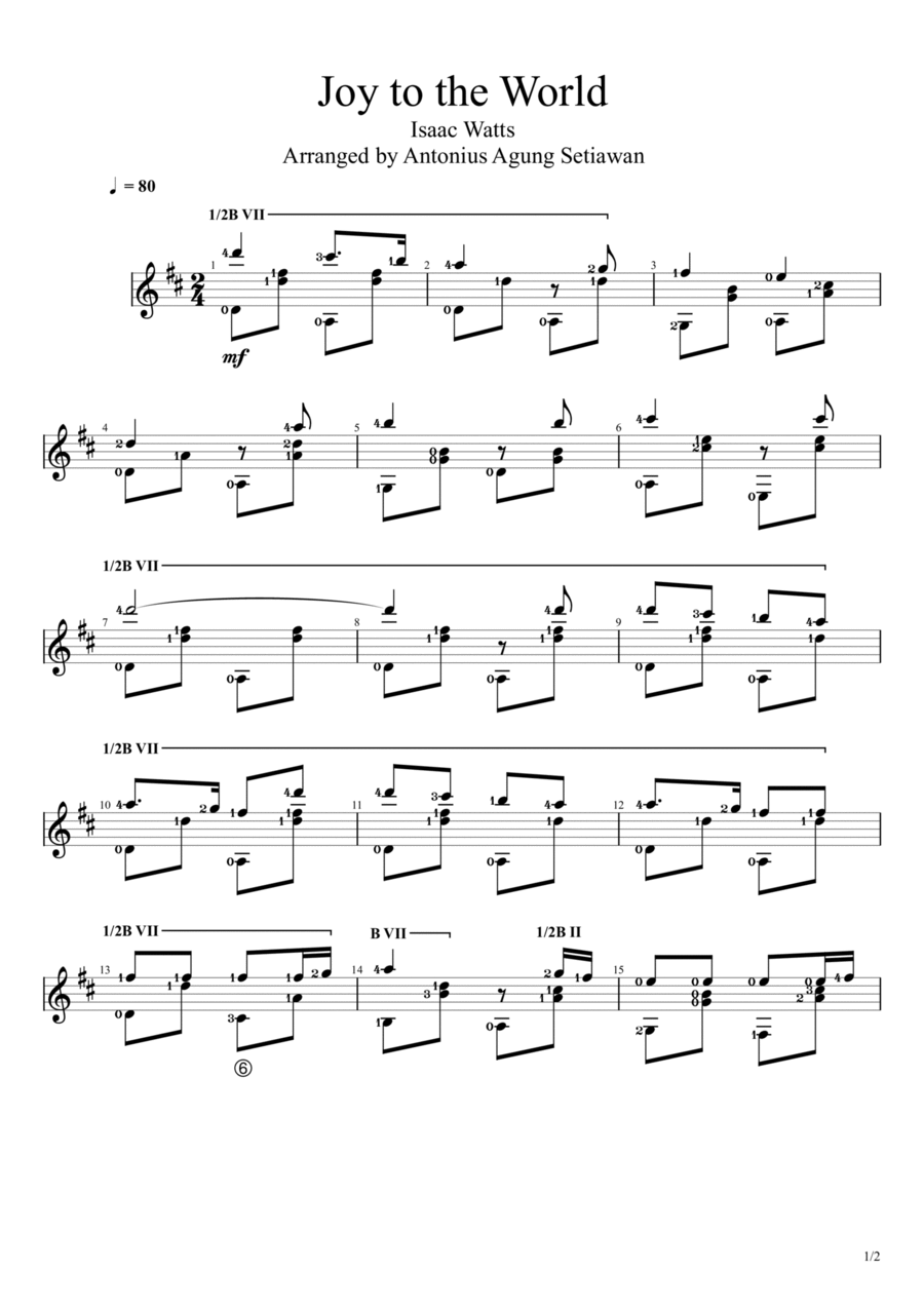 Jo to the World Guitar scores gallery preview page 1