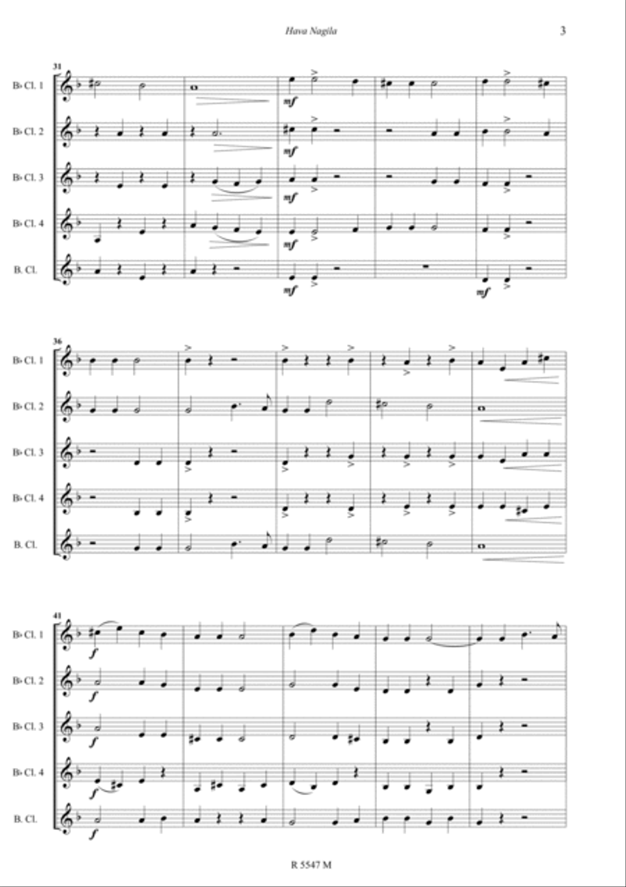 Hava nagila, pour clarinette Clarinet scores gallery preview page 4