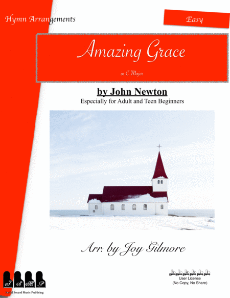 Amazing Grace in F major very easy to intermediate, 8 piano arrangements especially for adults