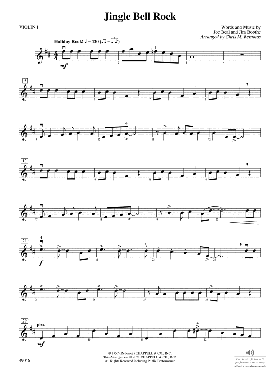 Jingle Bell Rock: 1st Violin String Orchestra scores gallery preview page 1