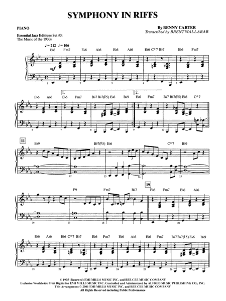 Symphony in Riffs: Piano Accompaniment