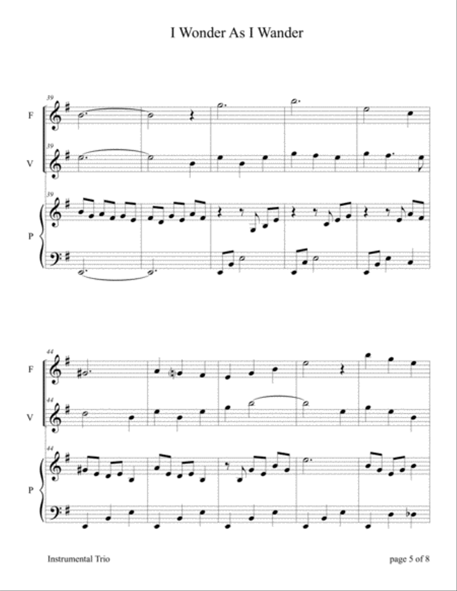 I Wonder As I Wander Flute scores gallery preview page 5