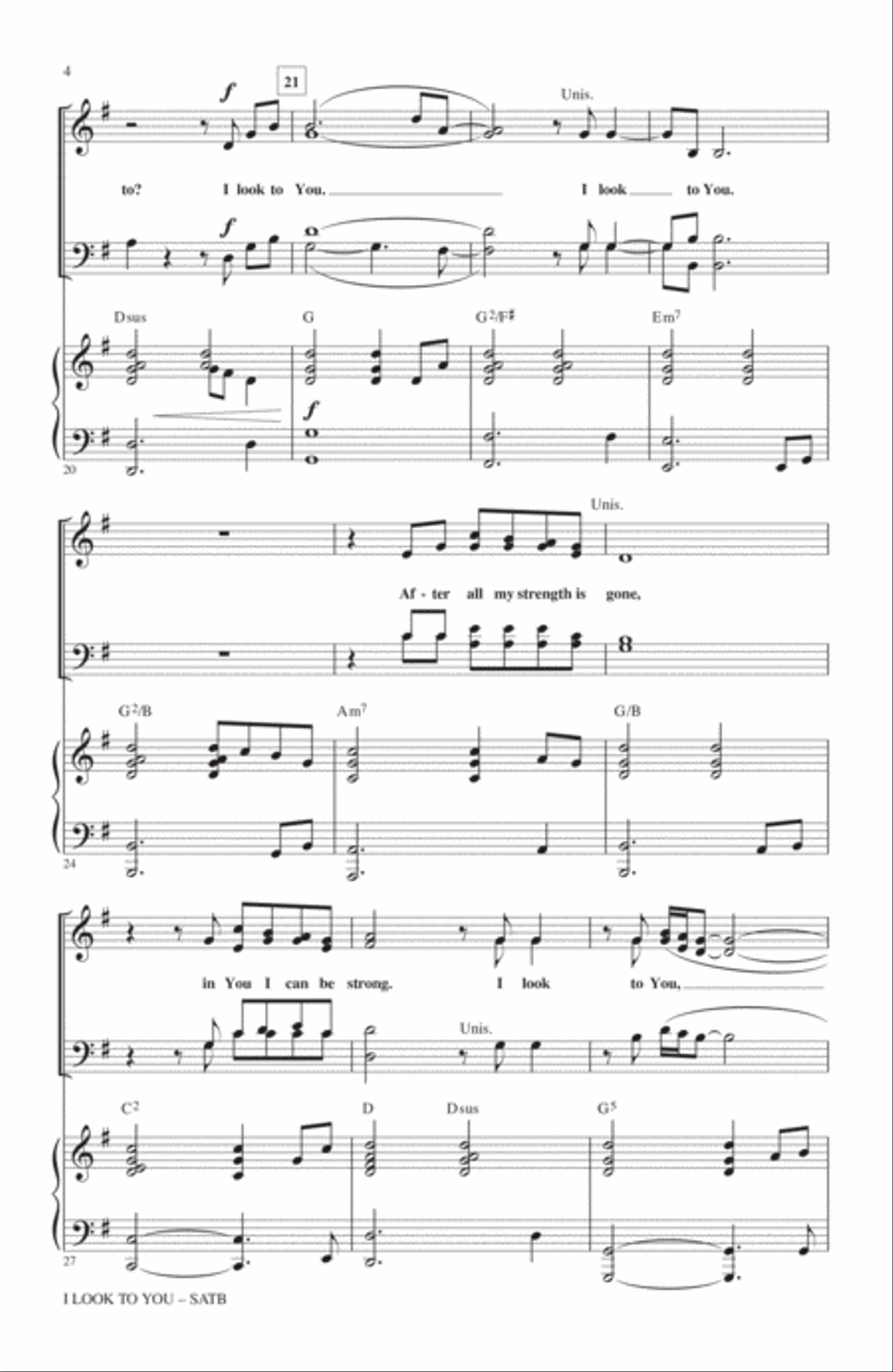 I Look To You 4-Part scores gallery preview page 3