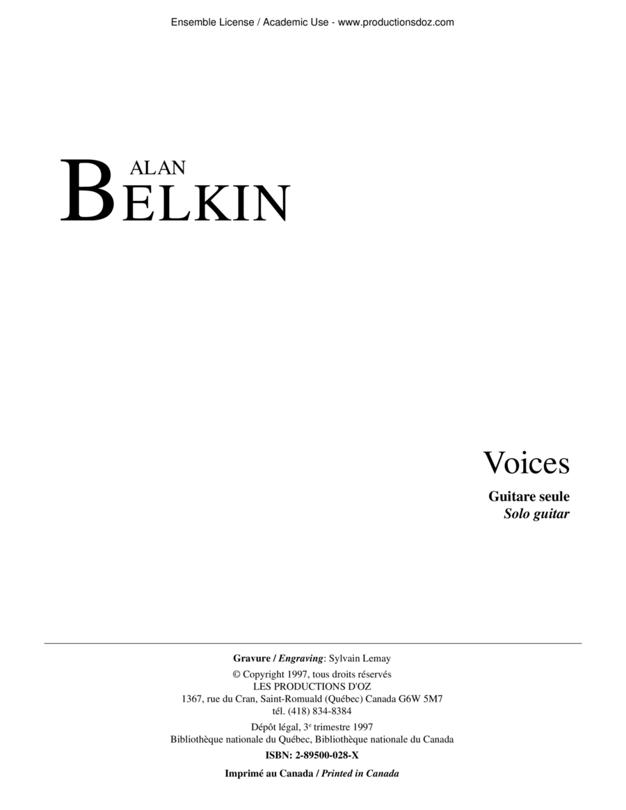 Voices Classical Guitar scores gallery preview page 1