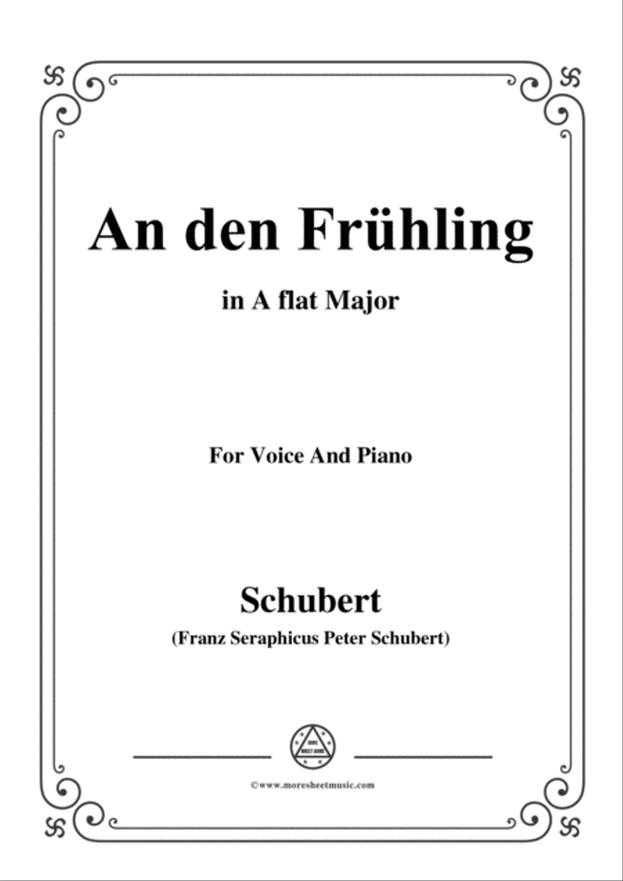 Schubert-An den Frühling,in A flat Major,for Voice&Piano Voice scores gallery preview page 1