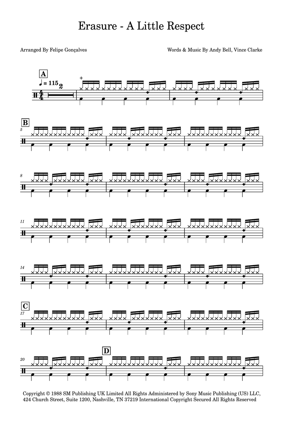A Little Respect Drum Set scores gallery preview page 1
