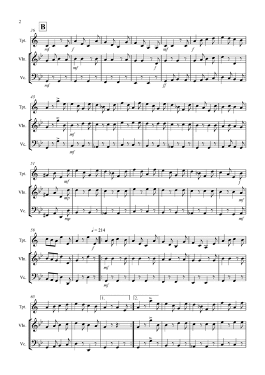 Jill's Jig for Trumpet, Violin and Cello Trio Small Ensemble scores gallery preview page 2
