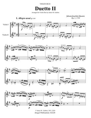 Quantz: Duetto Op. 2 No. 2 for Violin Duo