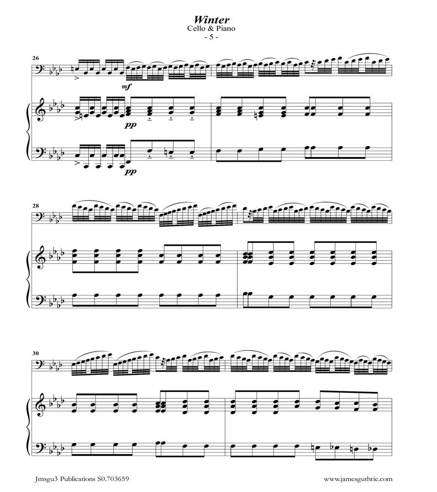 Vivaldi: Winter from the Four Seasons for Cello & PIano image number null