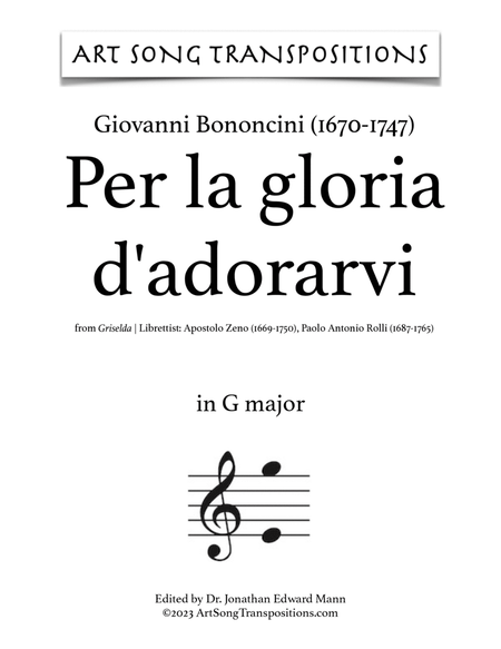 BONONCINI: Per la gloria d'adorarvi (transposed to G major)